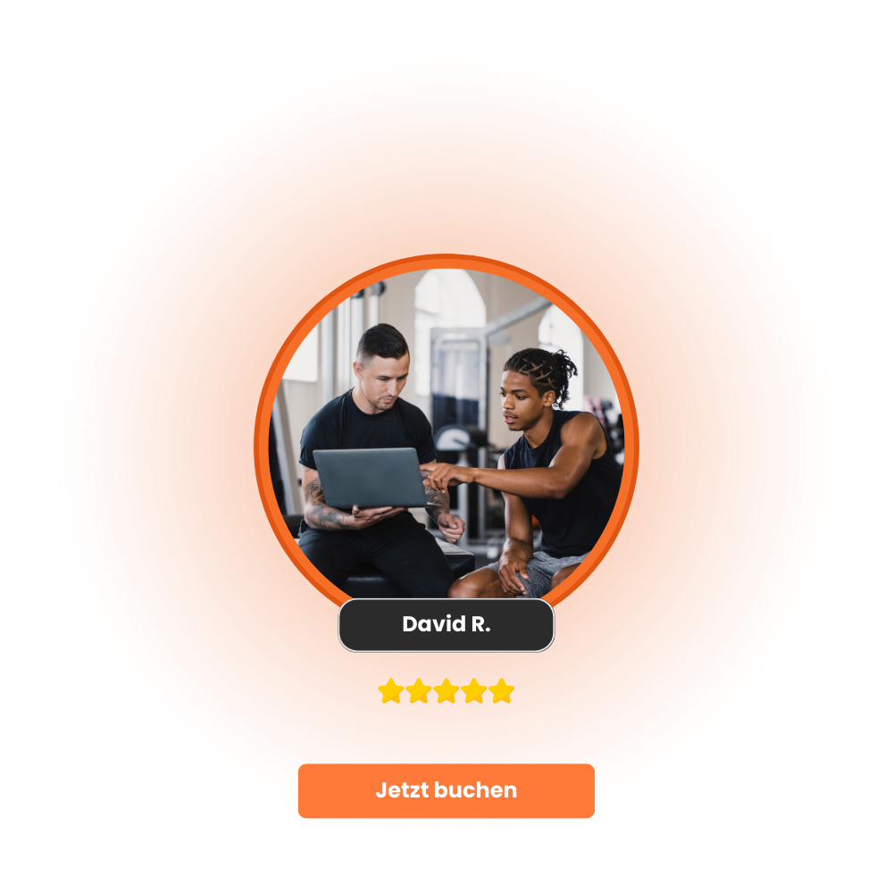 Ein Screenshot zeigt, wie Nutzer auf FitBuddy Coaches finden können